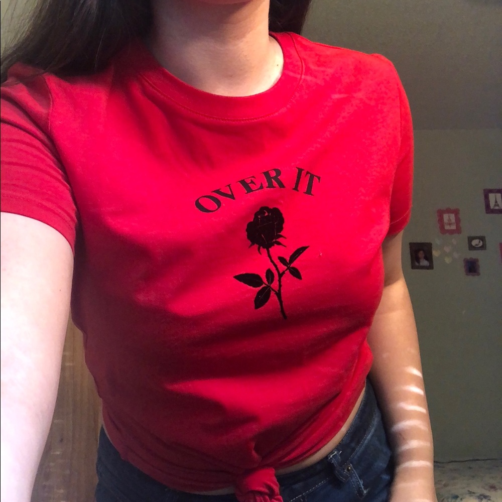 “Over it” black rose graphic tee